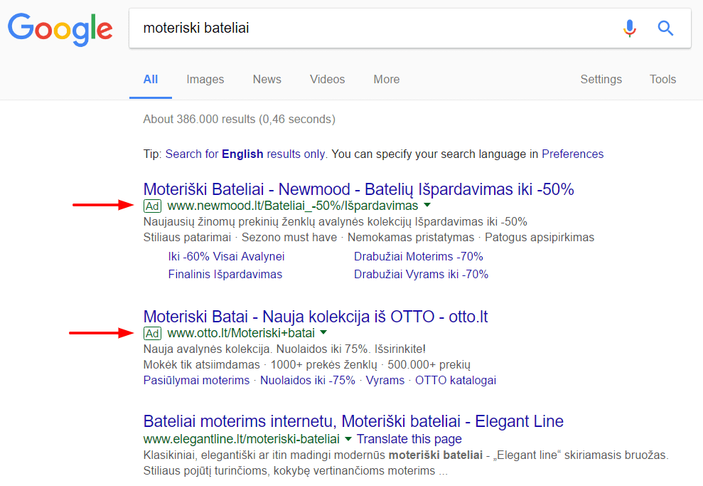 Google AdWords reklama internete