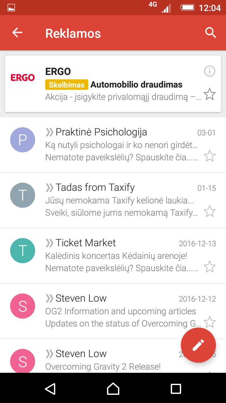 Reklama Gmail aplinkoje